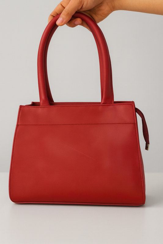 Crimson Elegance Structured Satchel