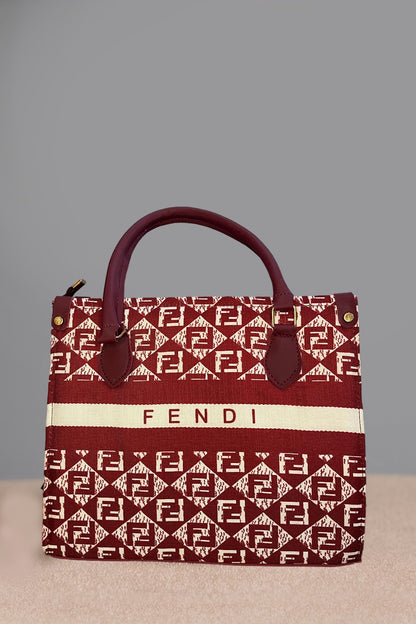 Fendi Red Monogram Canvas Tote Bag