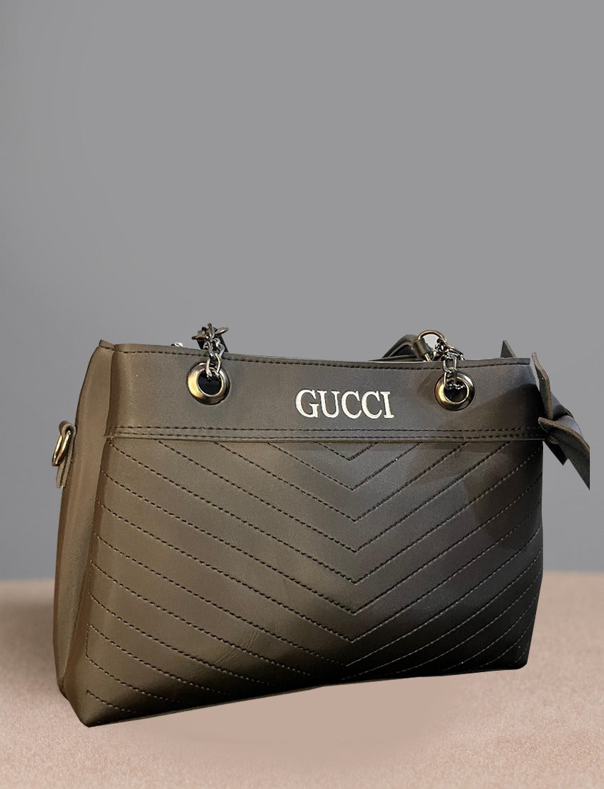 Gucci Black Chevron Quilted Tote Bag