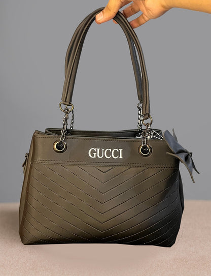 Gucci Black Chevron Quilted Tote Bag